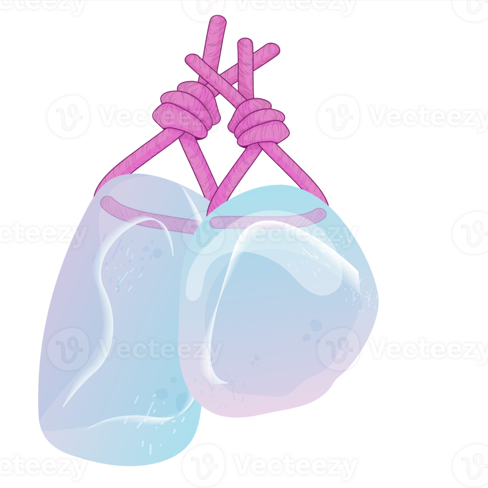 gebunden Kristalle mit ein Rosa Seil Knoten. Heilung transparent Quarz. Blau Gradient transparent hell Edelstein. das Magie Stein png