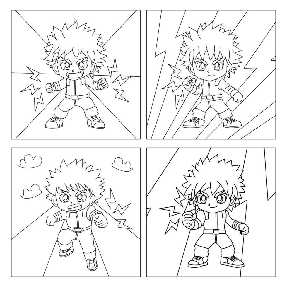 Super Hero with Lightning Power Coloring Page vector
