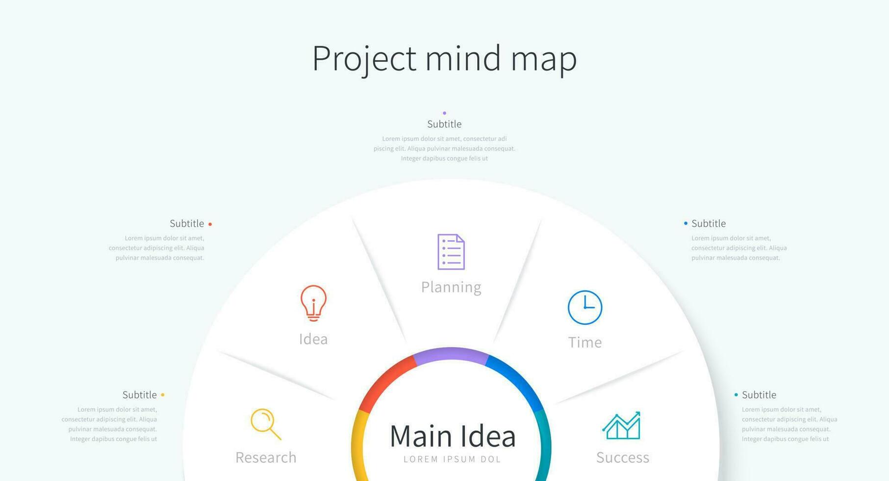 Minimal infographic template of project mind map, with element and icon design vector