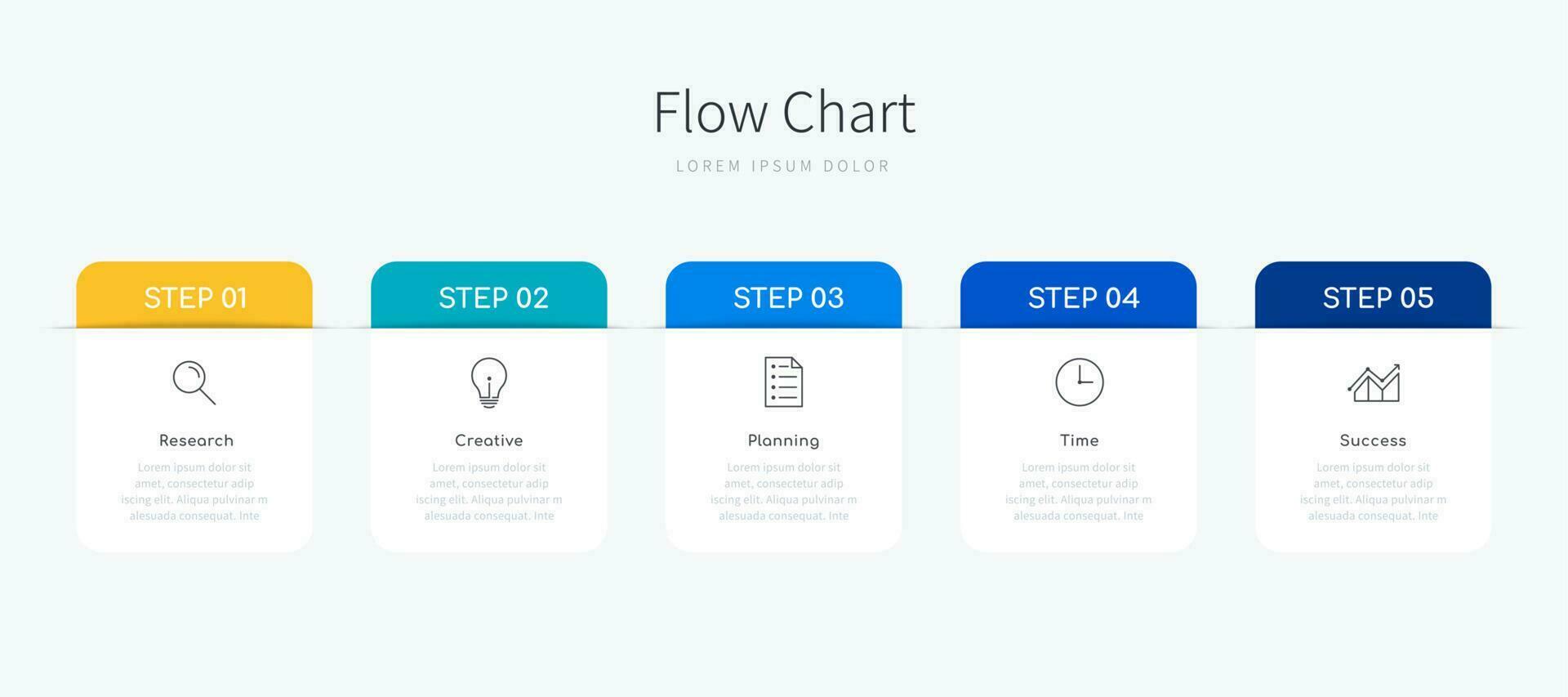 Infographic flow chart for business presentation with five step options and icons vector