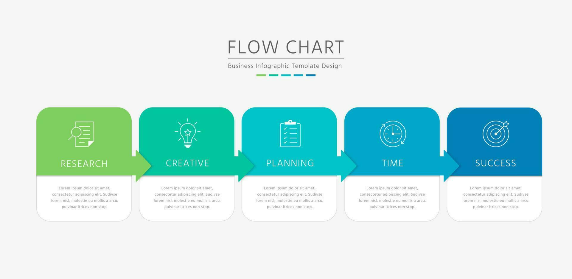 Flow chart infographic template with heading banners horizontally arranged vector