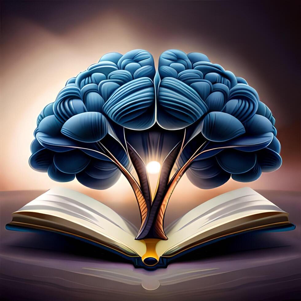 a book with a tree in the shape of a brain. . photo