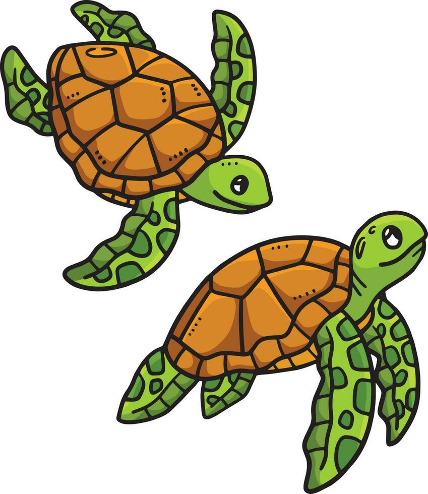 Baby Turtle Cartoon Colored Clipart Illustration vector