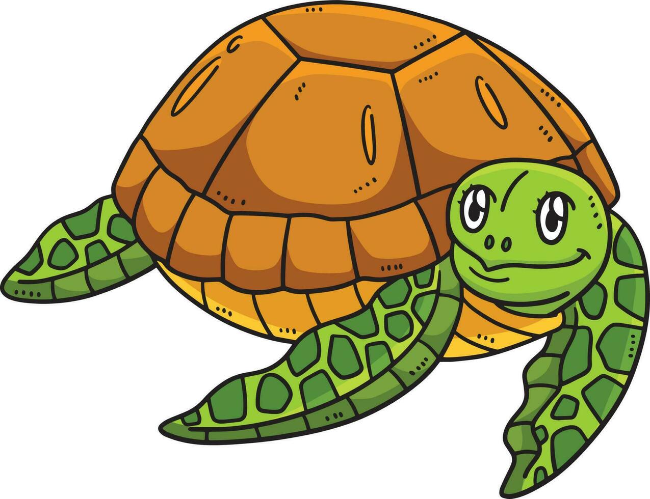 Mother Turtle Cartoon Colored Clipart Illustration vector