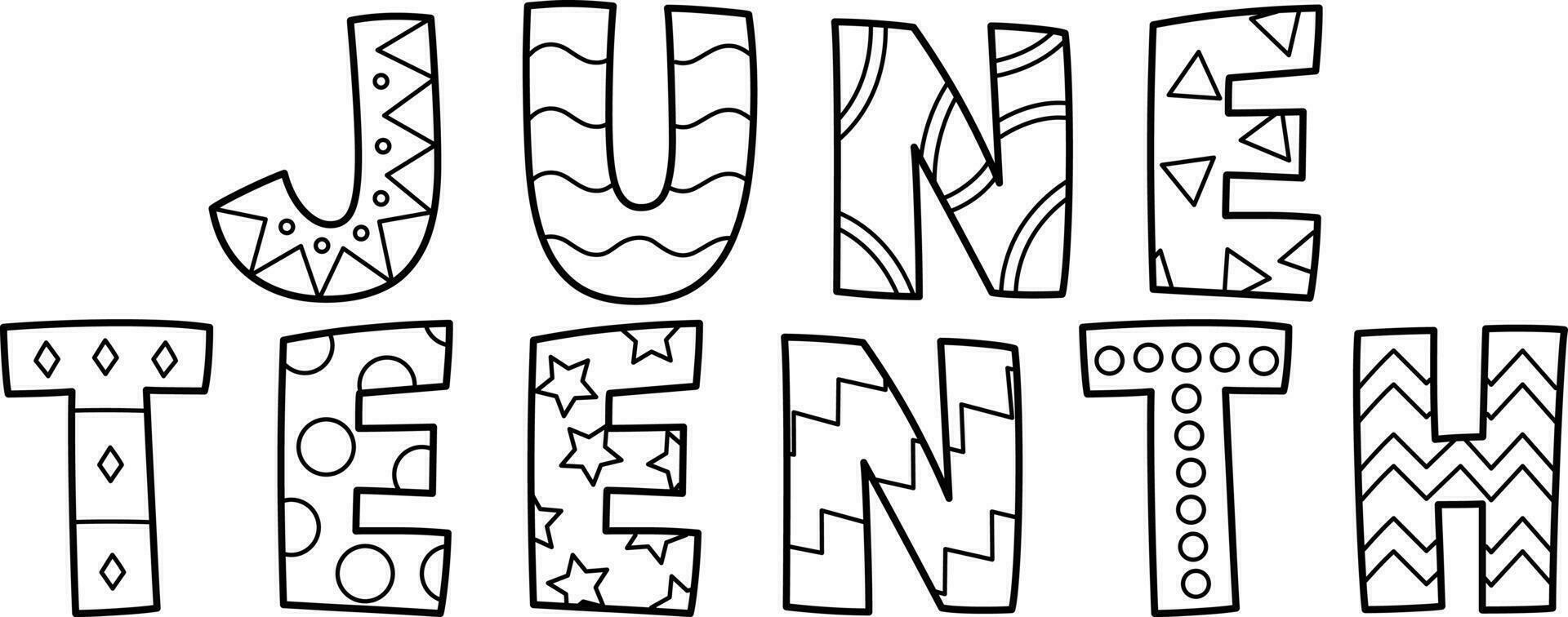 Juneteenth Banner Isolated Coloring Page for Kids vector