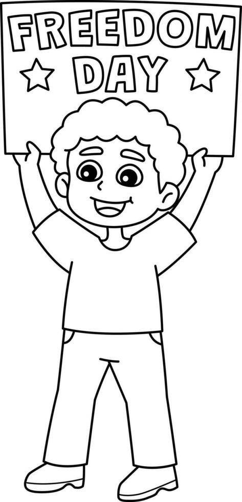 Boy with Juneteenth Freedom Day Banner Isolated vector