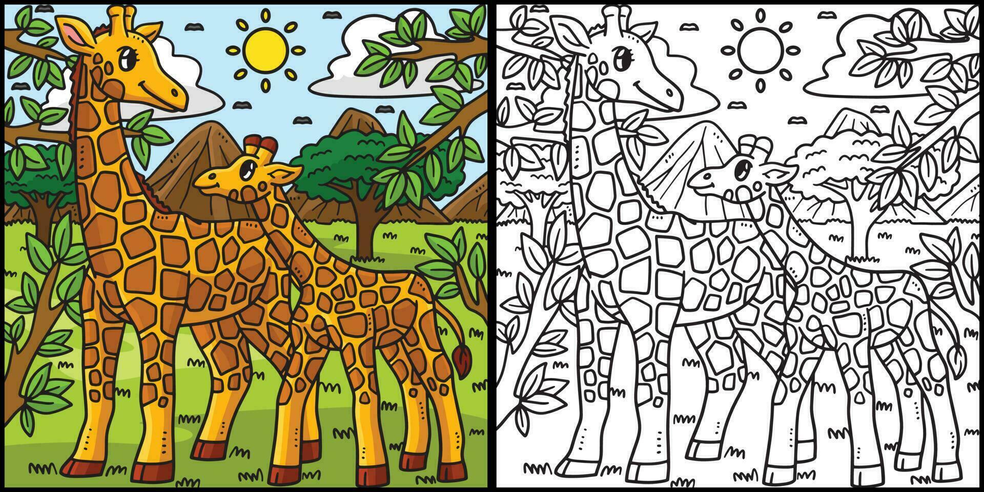 madre jirafa y bebé jirafa ilustración vector