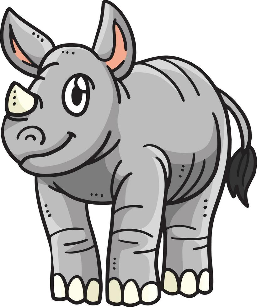 Mother Rhino Cartoon Colored Clipart Illustration vector
