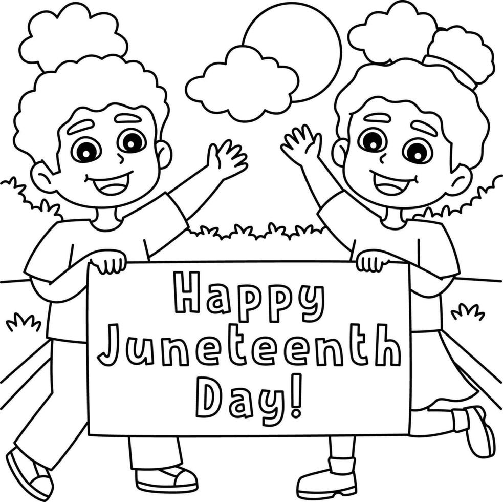 Happy Juneteenth Day Banner Coloring Page for Kids 23851496 Vector Art