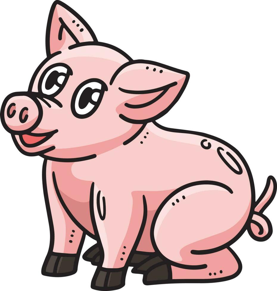 Piglet Cartoon Colored Clipart Illustration vector