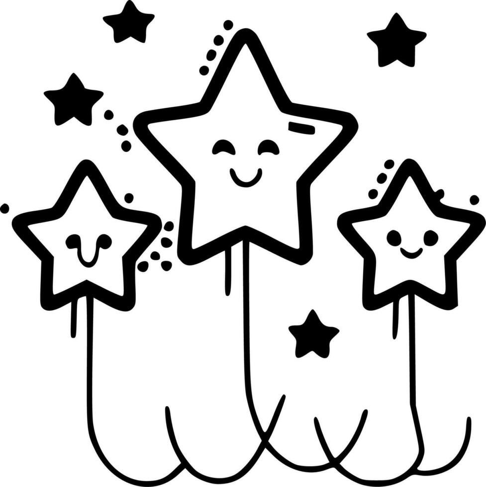 Stars - Black and White Isolated Icon - Vector illustration