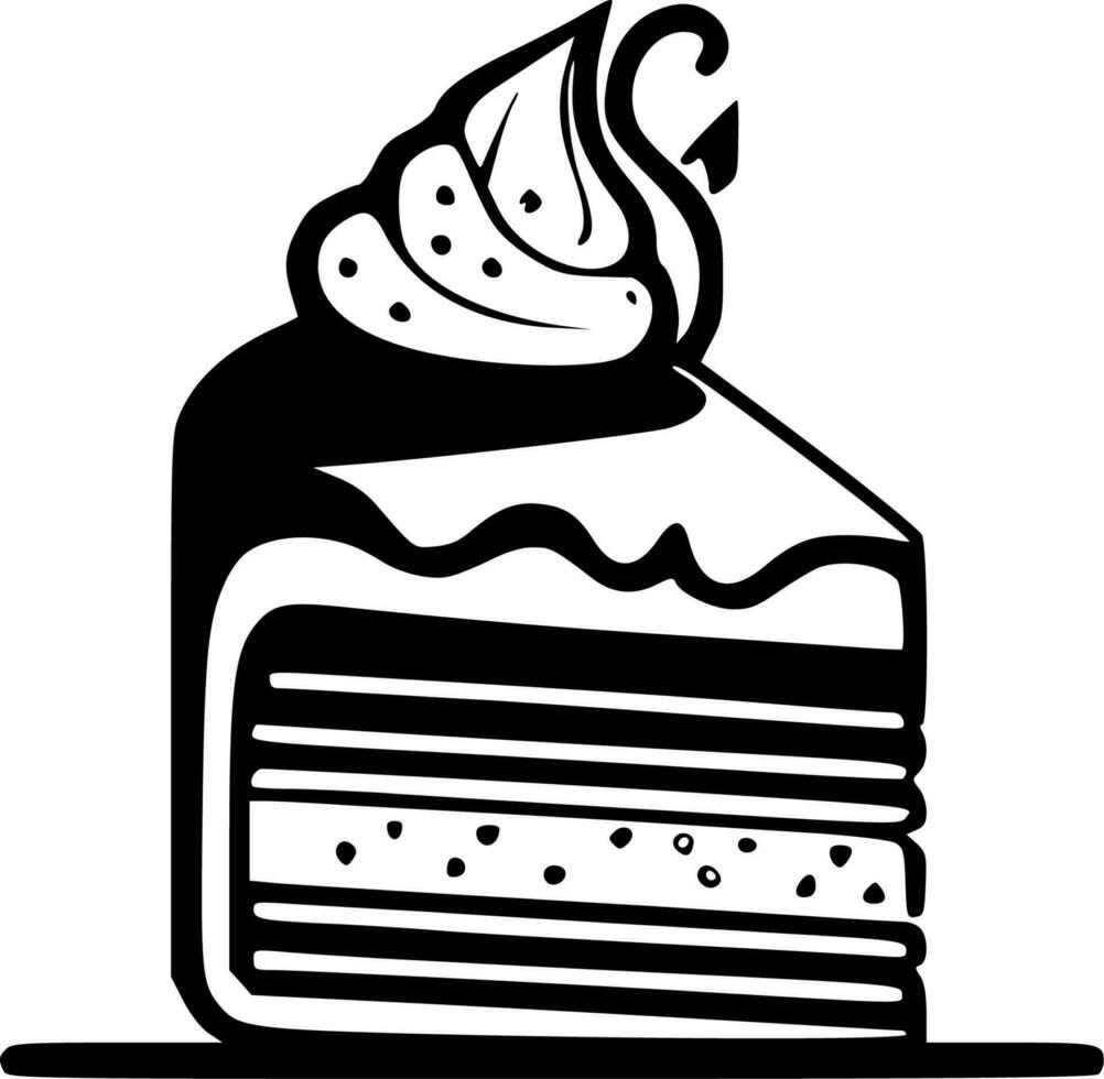 Cake, Black and White Vector illustration