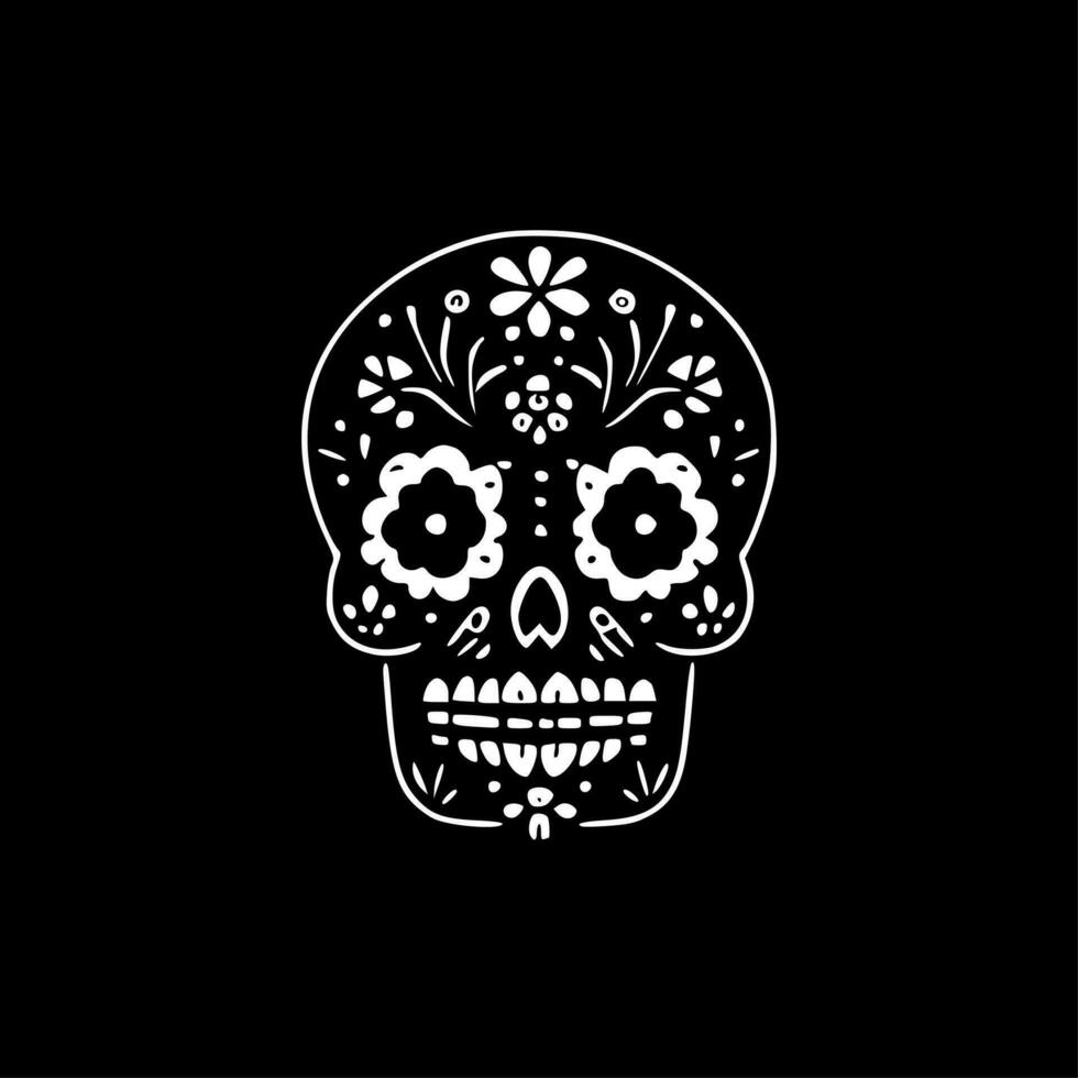 Sugar Skull, Black and White Vector illustration