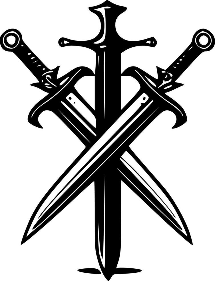 Crossed swords illustration Black and White Stock Photos & Images - Alamy