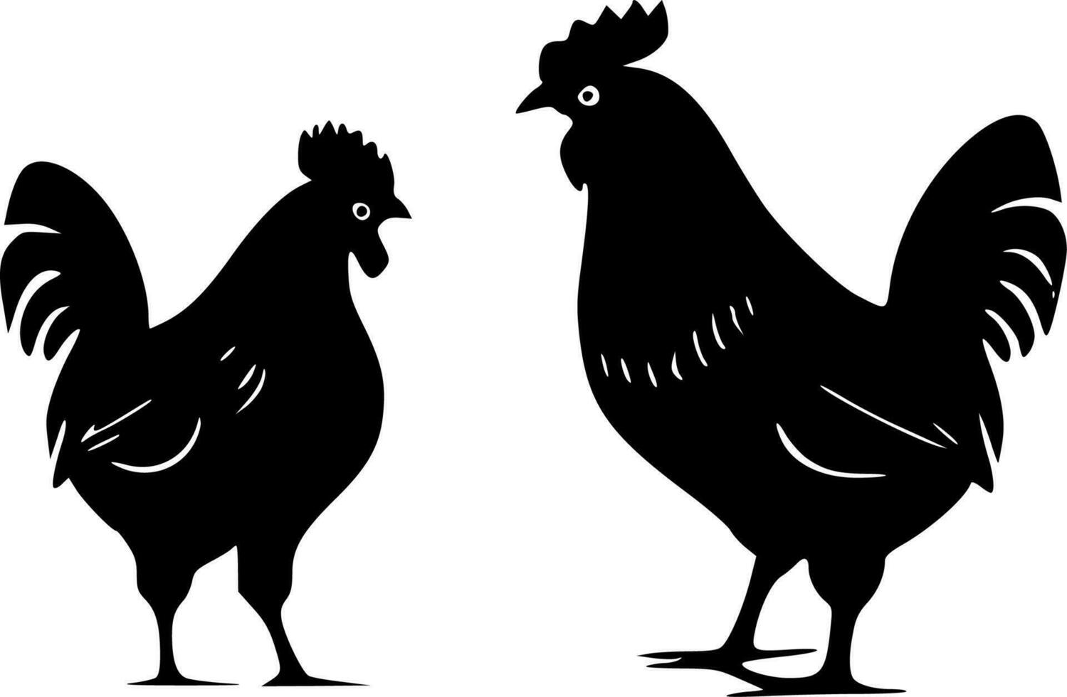 Chickens, Minimalist and Simple Silhouette - Vector illustration