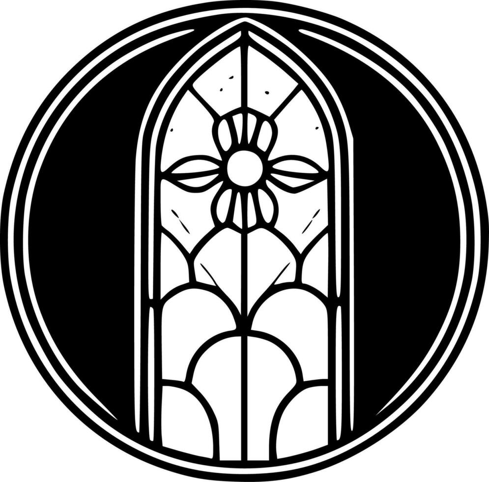 Stained Glass, Black and White Vector illustration