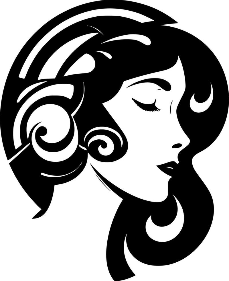 Art Nouveau - Black and White Isolated Icon - Vector illustration