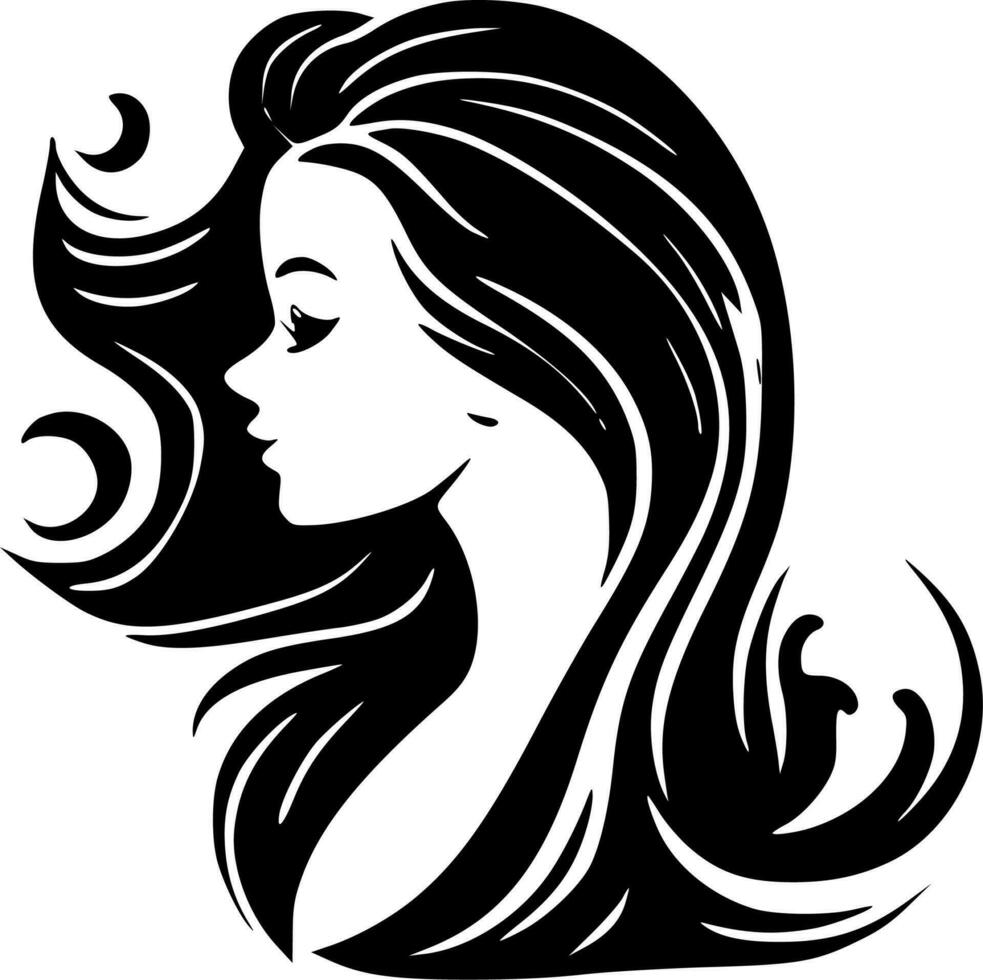 Mermaid - Black and White Isolated Icon - Vector illustration