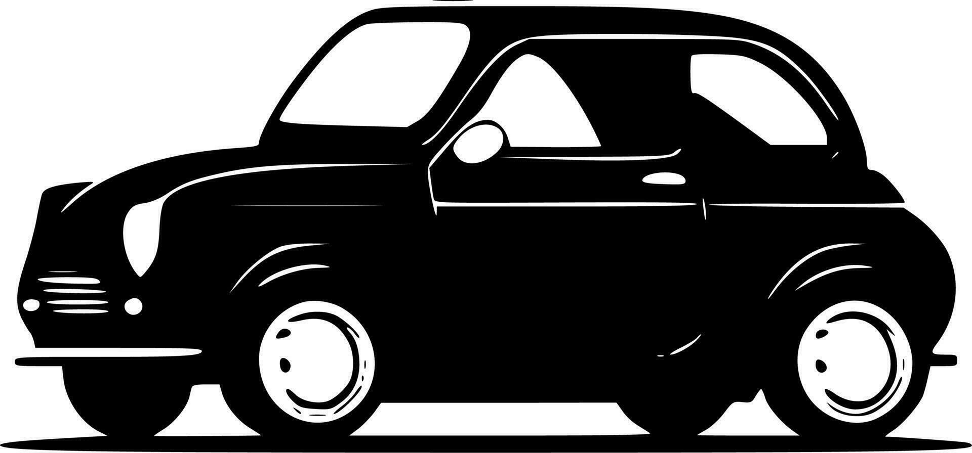 coche - negro y blanco aislado icono - vector ilustración