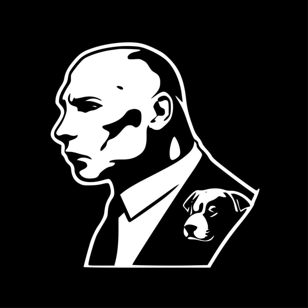 pitbull - negro y blanco aislado icono - vector ilustración