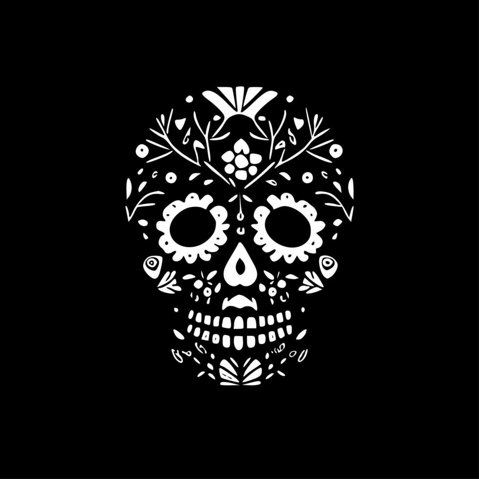 Sugar Skull - Black and White Isolated Icon - Vector illustration