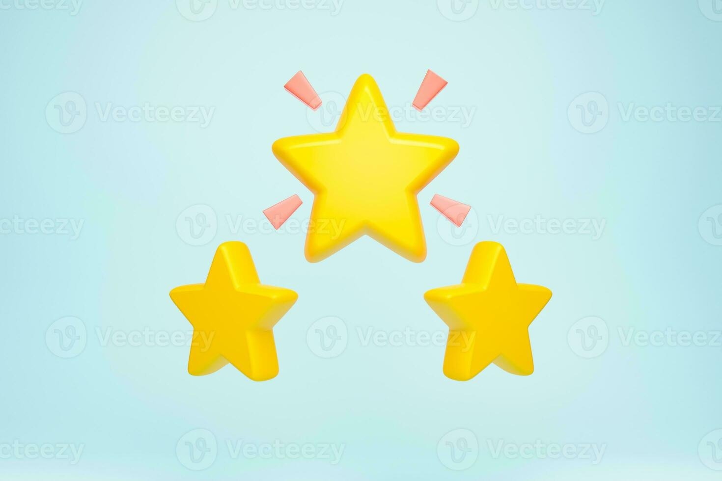 3 Star Rating concept, Isolated icon on background, 3d rendering. photo