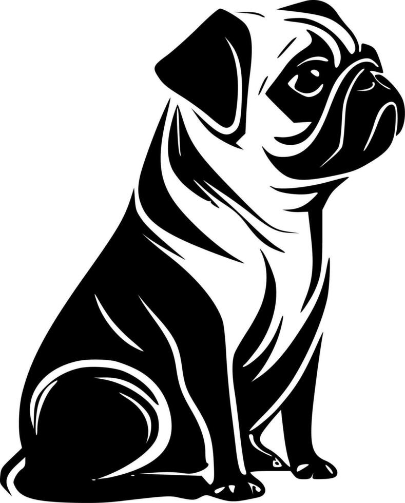 Pug, Black and White Vector illustration