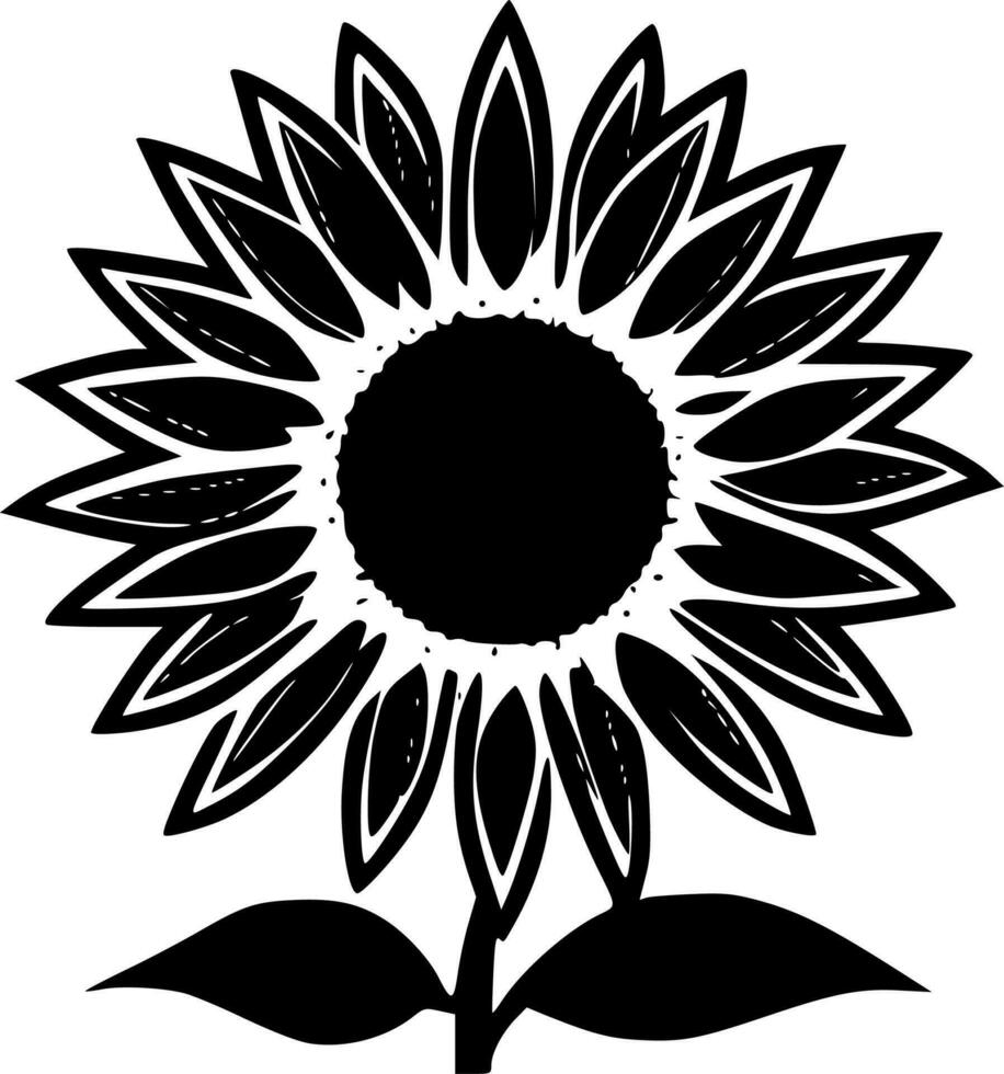 Sunflower - Black and White Isolated Icon - Vector illustration