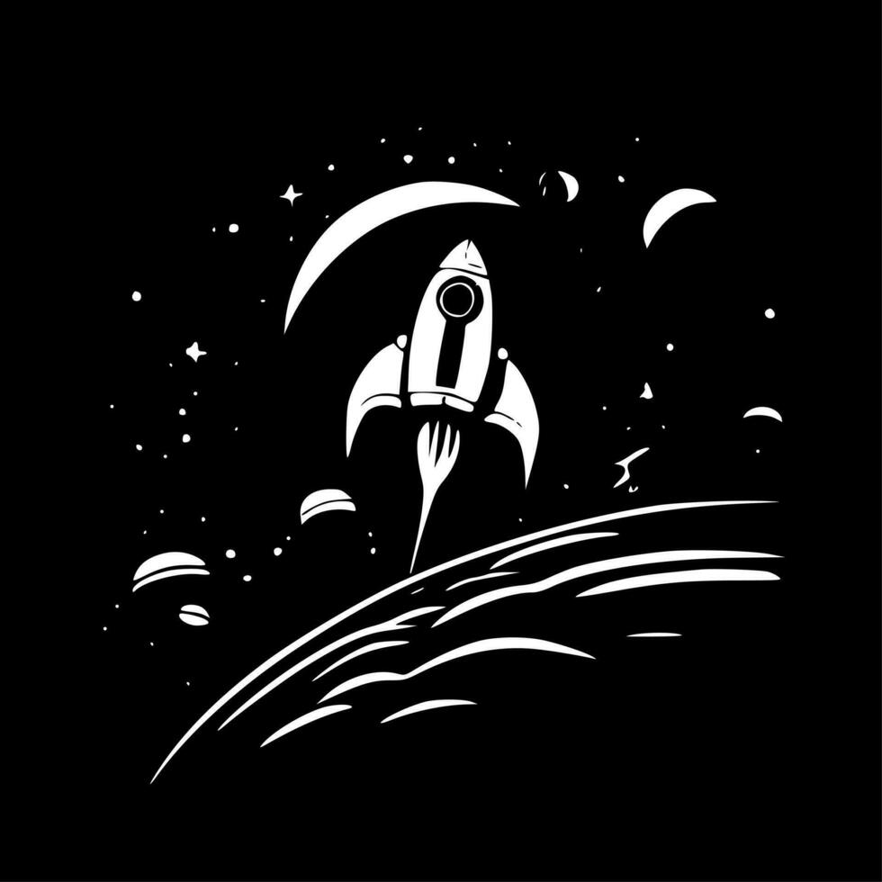 Space, Black and White Vector illustration