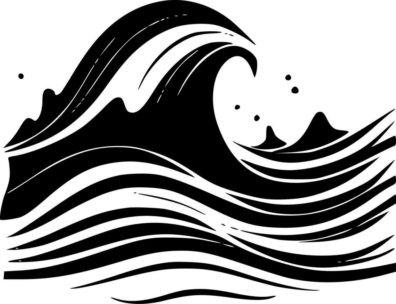 Waves, Black and White Vector illustration