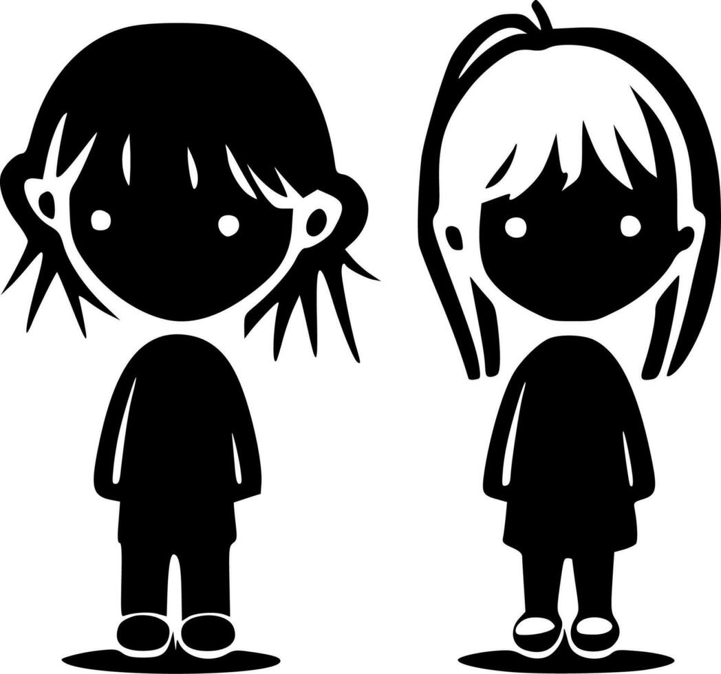 Kids - Black and White Isolated Icon - Vector illustration