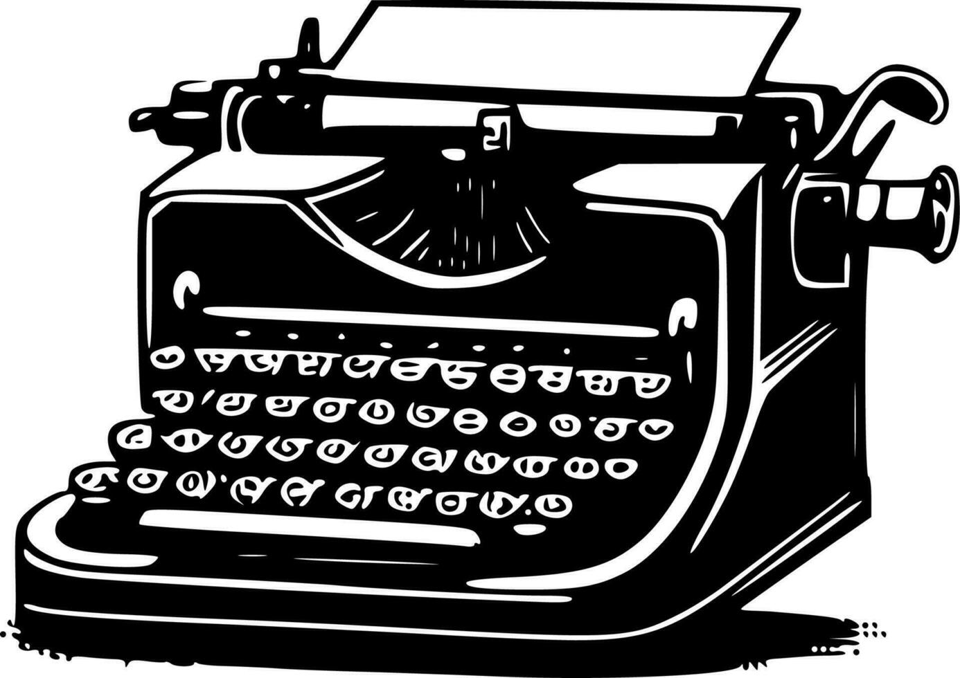 Typewriter - Black and White Isolated Icon - Vector illustration