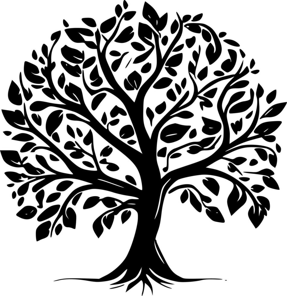 árbol de vida, negro y blanco vector ilustración