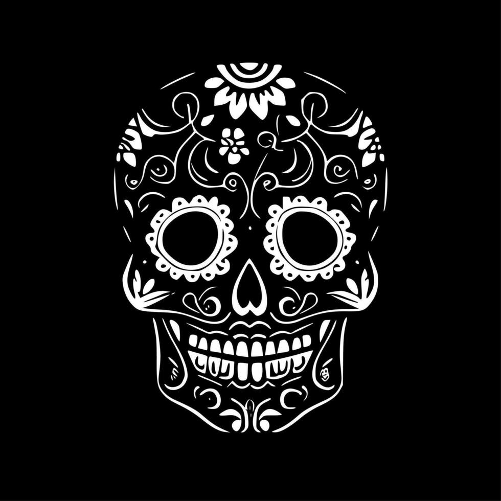 Sugar Skull, Black and White Vector illustration
