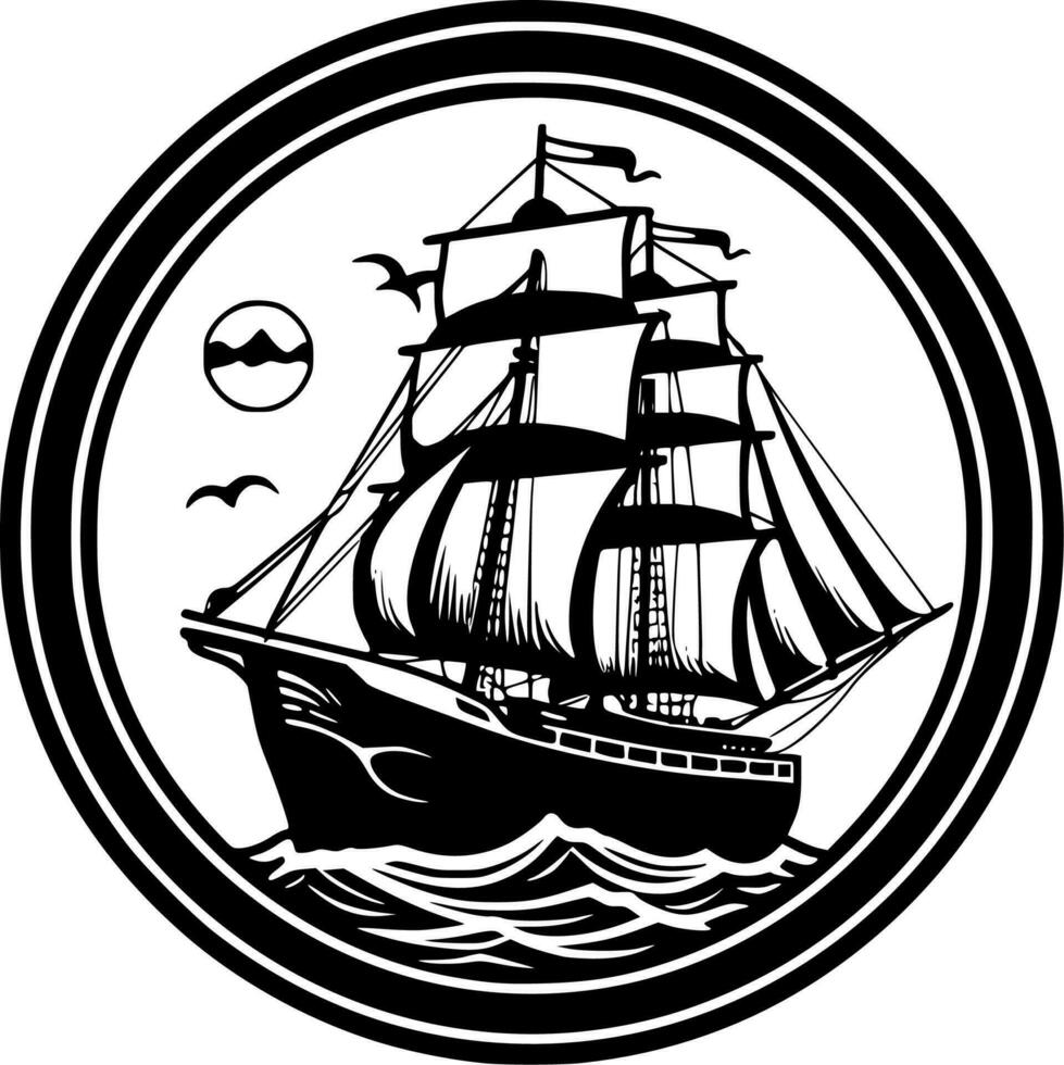 Nautical, Black and White Vector illustration