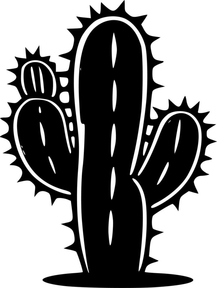 Cactus - Black and White Isolated Icon - Vector illustration