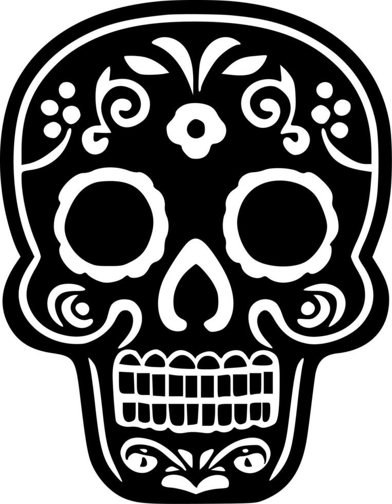 Sugar Skull, Black and White Vector illustration