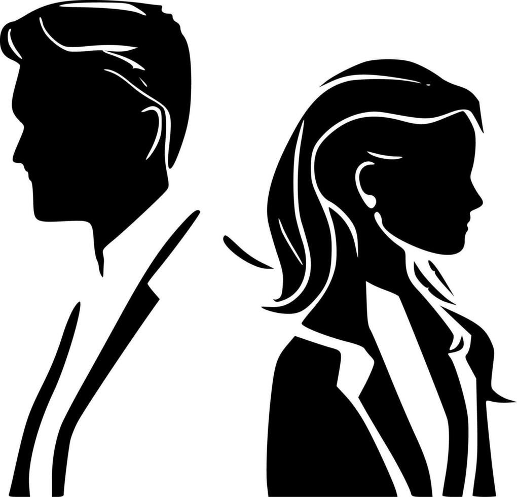 Couples - Black and White Isolated Icon - Vector illustration