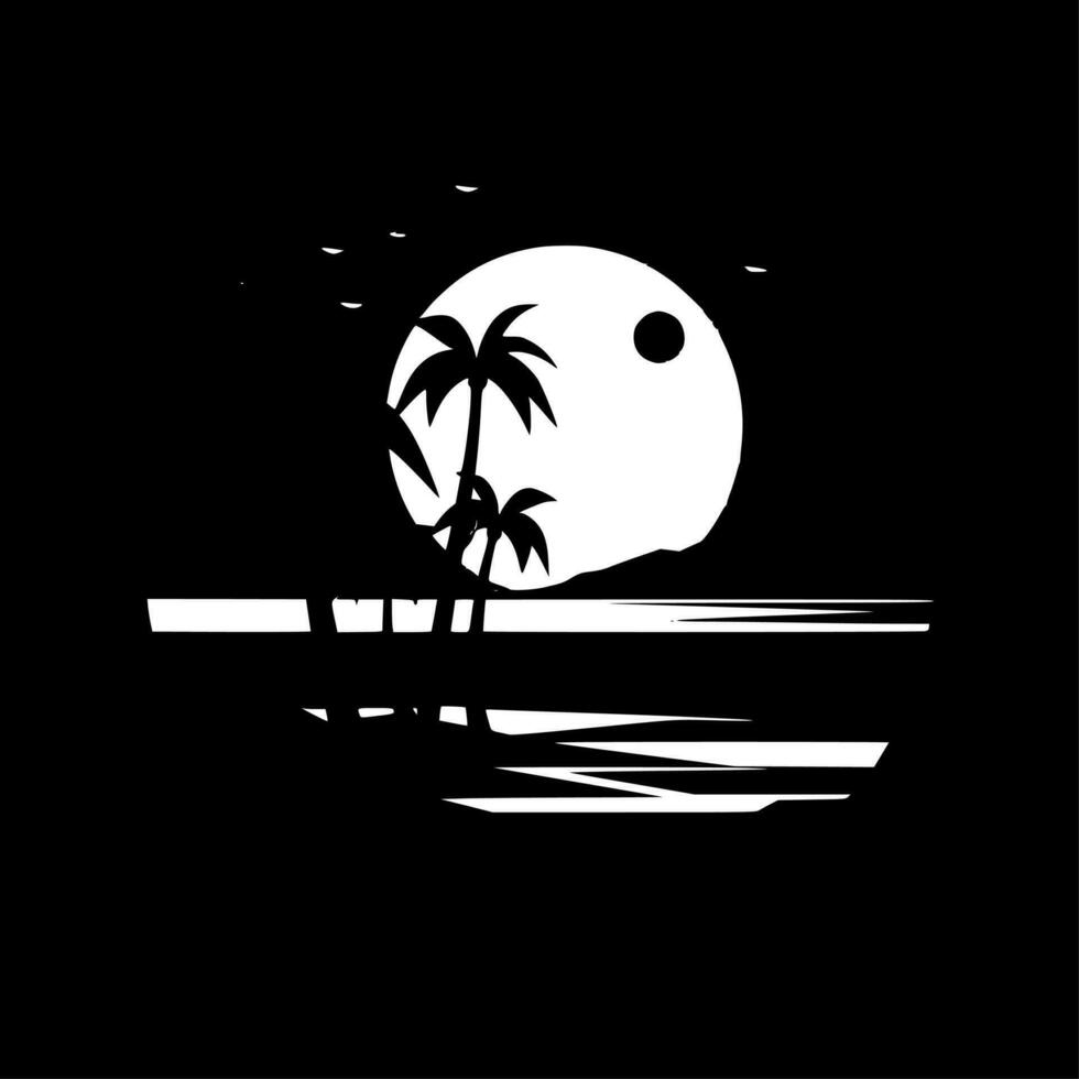 Beach Background - Black and White Isolated Icon - Vector illustration