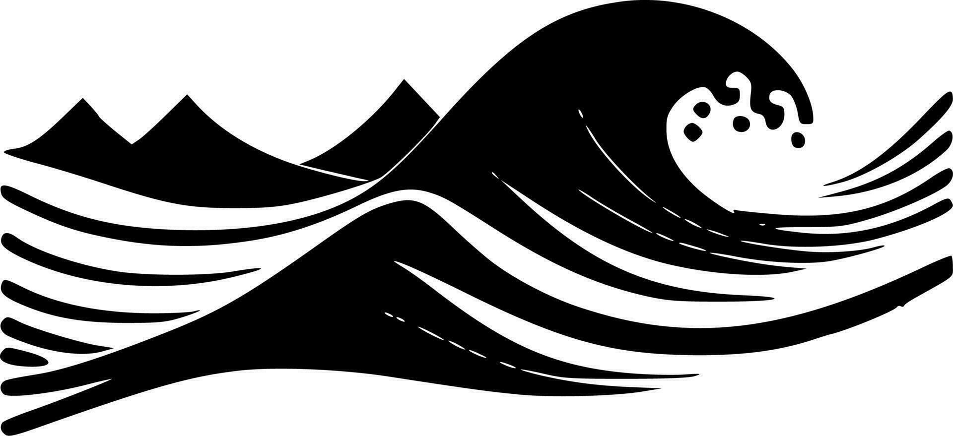 Waves, Black and White Vector illustration