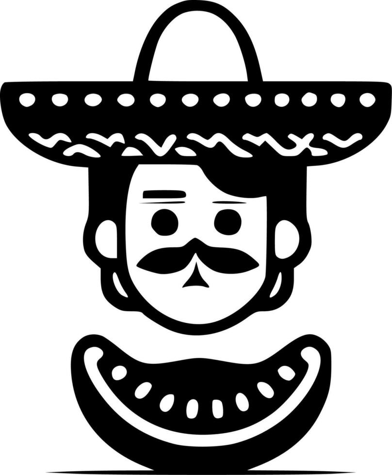 mexicano, negro y blanco vector ilustración