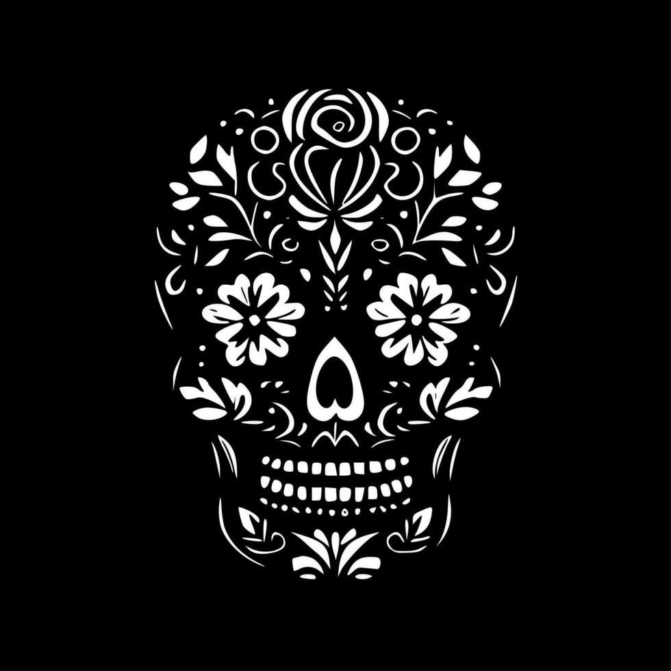 Sugar Skull, Black and White Vector illustration