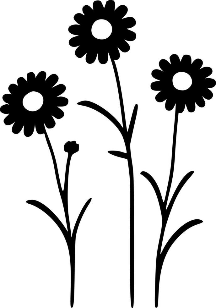 Flowers, Minimalist and Simple Silhouette - Vector illustration