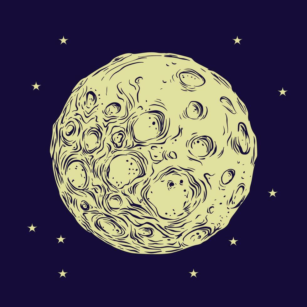full moon freehand vector illustration for graphic resource