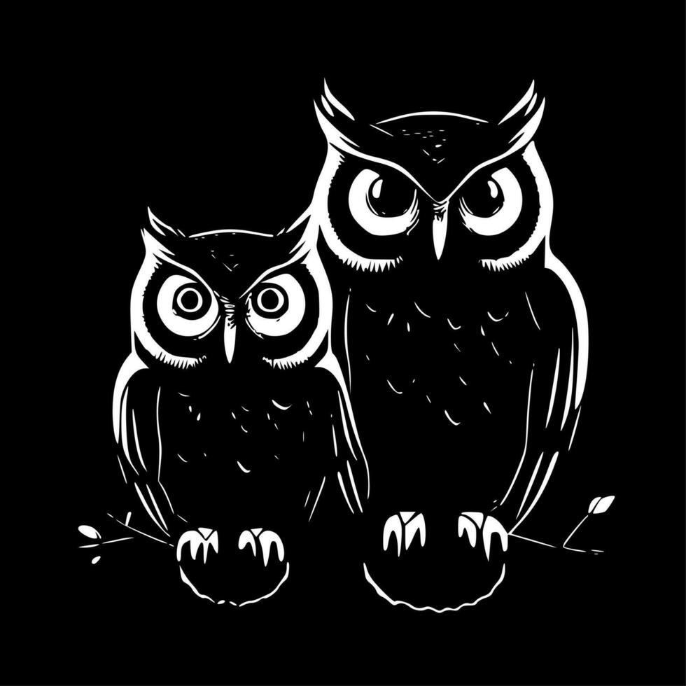 Owls - Minimalist and Flat Logo - Vector illustration