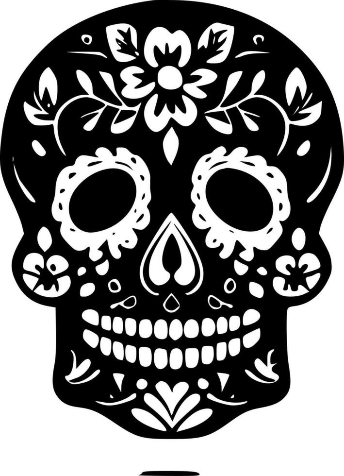 Sugar Skull - Black and White Isolated Icon - Vector illustration