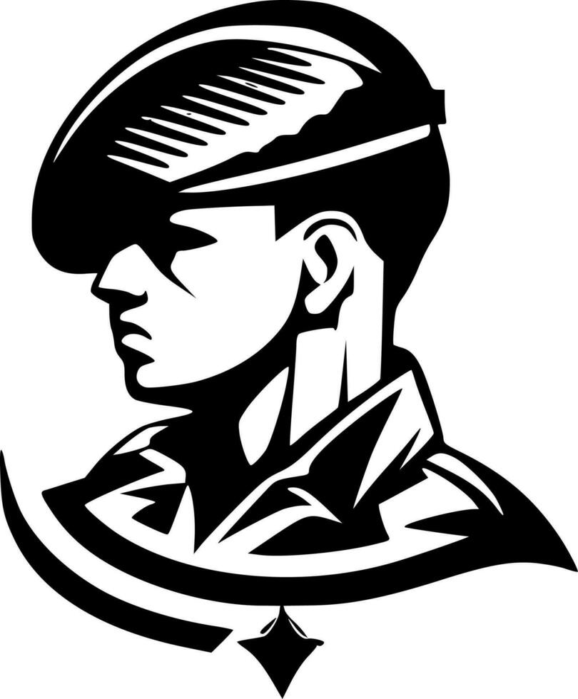 militar, negro y blanco vector ilustración