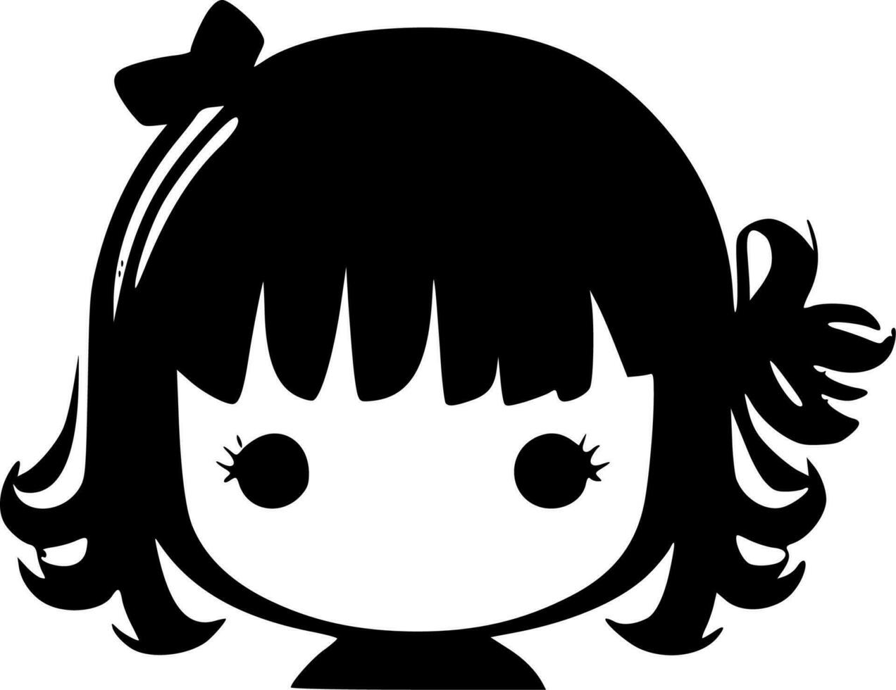 Baby Girl, Black and White Vector illustration