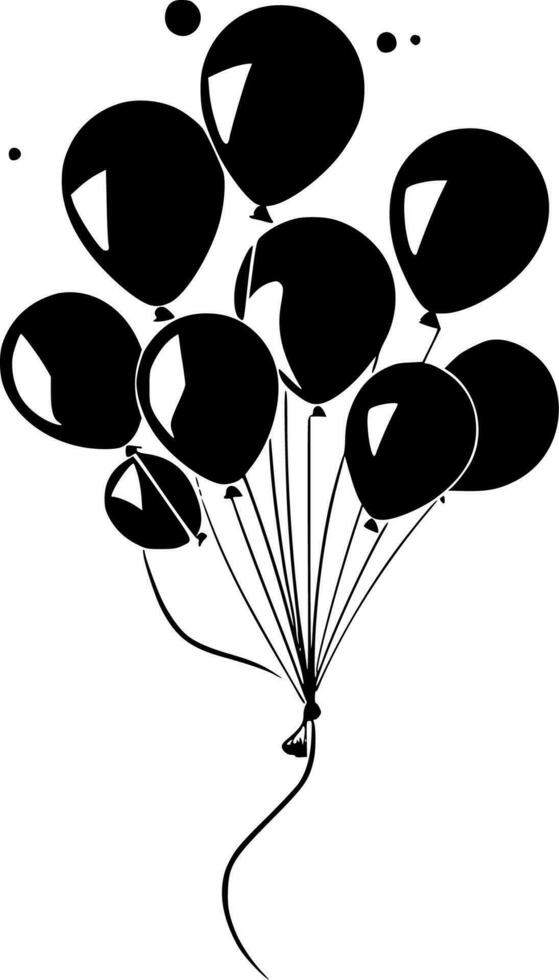 Balloons - Black and White Isolated Icon - Vector illustration
