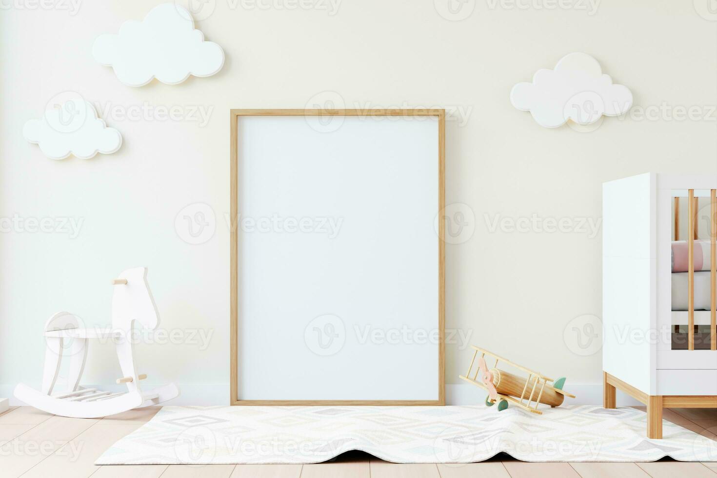 Nursery Digital Mockup,Frame Mockup. Frame Mockup 3D rendering. photo